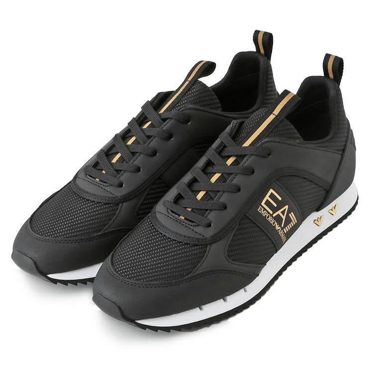 エンポリオアルマーニ EMPORIO ARMANI EA7 スニーカー メッシュ ブラック×ゴールド...