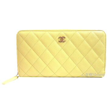 ≪新品≫CHANEL シャネル 2021年プレ春夏コレクション マトラッセ ロング ジップ ウォレット 長財布 キャビア イエロー 黄色 ゴールド金具 AP0242 Y33352 NB357 背面ポケット付 グレインド カーフスキン 箱 リボン カメリア ラッピング 2021SS