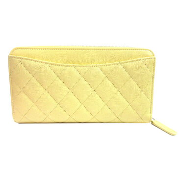≪新品≫CHANEL シャネル 2021年プレ春夏コレクション マトラッセ ロング ジップ ウォレット 長財布 キャビア イエロー 黄色 ゴールド金具 AP0242 Y33352 NB357 背面ポケット付 グレインド カーフスキン 箱 リボン カメリア ラッピング 2021SS