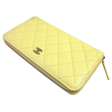 ≪新品≫CHANEL シャネル 2021年プレ春夏コレクション マトラッセ ロング ジップ ウォレット 長財布 キャビア イエロー 黄色 ゴールド金具 AP0242 Y33352 NB357 背面ポケット付 グレインド カーフスキン 箱 リボン カメリア ラッピング 2021SS