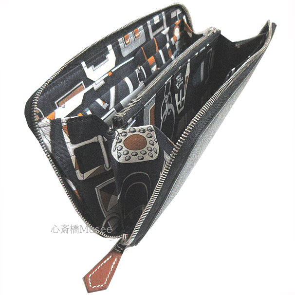 ≪新品≫エルメス アザップ シルクイン ラウンドファスナー 長財布 黒 ブラック 「カレ アンブックル」エプソン シルク シルバー金具 HERMES Wallet Azappe Silkin Black "curre en boucles" noir /fauve/bleu marine 箱 ラッピングのサムネイル