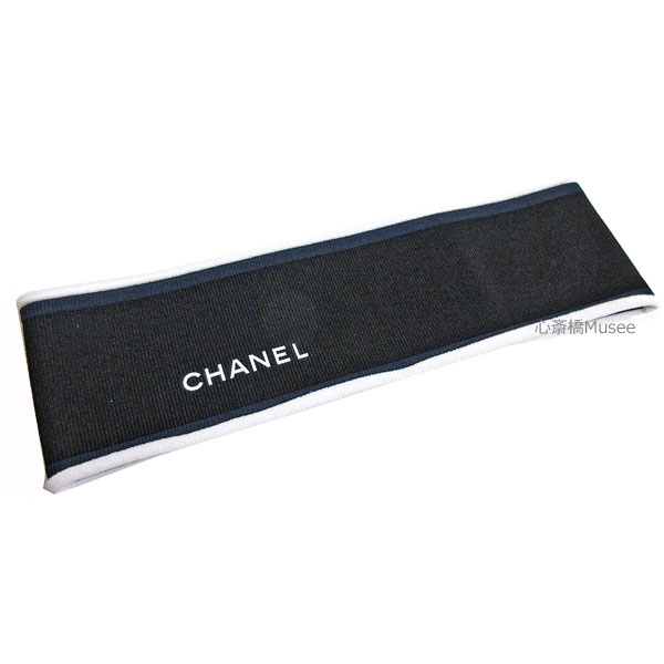 ≪新品≫CHANEL シャネル ヘアアクセサリー ヘアバンド ゴム 黒 ブラック 白 ブルー ライン AA0809 X12545 94305 箱 リボン ラッピング