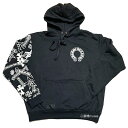 ≪新品≫正規品 クロムハーツ 19SS メンズ パーカー ブラック ホースシュー 片袖プリント Mサイズ Chrome hearts フーディー 黒