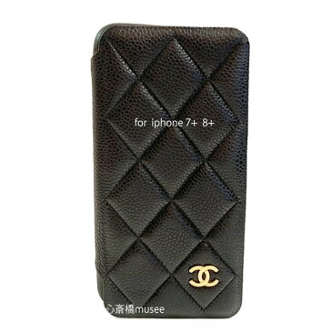 ≪新品≫ CHANEL シャネル クラッシックケース 手帳型 携帯ケース iphone 7＋　8＋ A83567 B00124 C3906 キャビアスキン 黒 ブラック×ゴールド金具 二つ折り アイフォン スマホケース マトラッセ 箱 リボン ラッピング 手帳型IPHONE　 黒　ゴールド金具