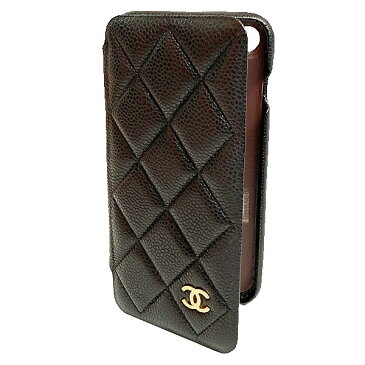 【キャッシュレス5%還元対象】≪新品≫ CHANEL シャネル クラッシックケース 手帳型 携帯ケース iphone 7＋　8＋ A83567 キャビアスキン 黒 ブラック×ゴールド金具 二つ折り アイフォン スマホケース マトラッセ ラッピング 手帳型IPHONE　 黒　ゴールド金具