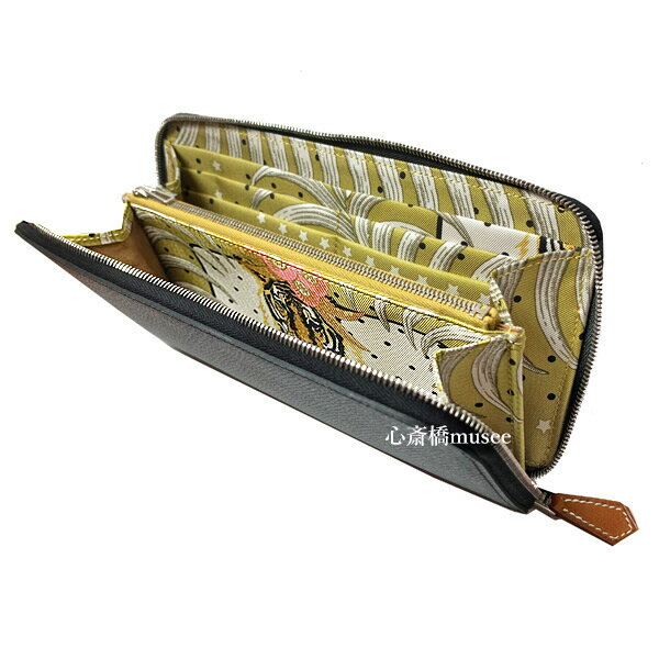 ≪新品≫エルメス アザップ シルクイン ラウンドファスナー 長財布 黒 ブラック 王者のトラ 星 エプソン シルク シルバー金具 HERMES Wallet Azappe Silkin Black "tiger royal" noir /beige sable-nata/ 箱 ラッピングのサムネイル