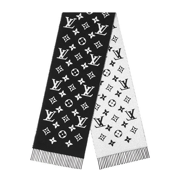 ≪新品≫ルイヴィトン マフラー エシャルプ シンプリーLV ブラック M76964 黒 ノワール LOUIS VUITTON LV 箱 リボン ラッピング モノグラム ビトン ショール