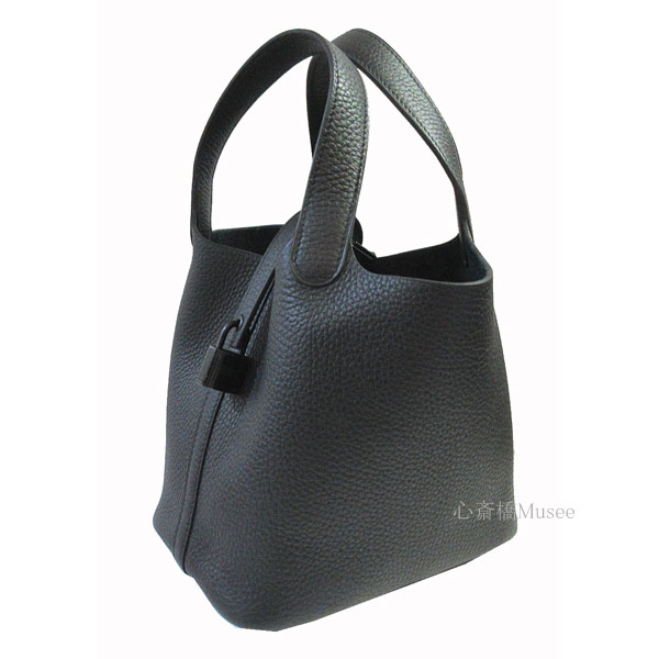 ≪新品≫HERMES エルメス ピコタン ロック モノクローム PM ソーブラック 黒 ブラック金具 トリヨンクレマンス HERMES Picotin Lock Monochrome bag PM　So-black Clemence leather　Black hardware 箱 リボン ラッピング