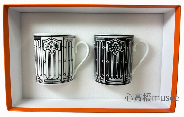 ≪新品≫HERMES エルメス マグカップ　ペア　Hデコ　シリーズ 300ml Magu Hdeco pair white / black ・black / white プレゼント レア！ ホワイト/ブラック ブラック/ホワイト 白 黒