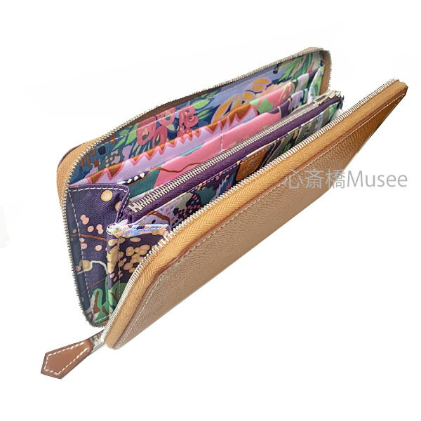 ≪ 新品 ≫ エルメス アザップ シルクイン ラウンドファスナー 長財布 「 CABAN キャバン 」 ゴールド エプソン シルク 100% シルバー金具 HERMES Wallet Azappe Silkin Caban Gold Epsom Silver 箱 リボン ラッピングのサムネイル