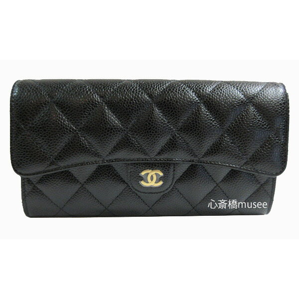 ≪新品≫CHANEL シャネル マトラッセ クラッシック ロング フラップ ウォレット 長財布 キャビアスキン ゴールド金具 AP0241 黒 ブラック 背面ポケット付 グレインド カーフスキン フラップ長財布 ラッピングのサムネイル