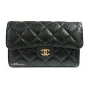 ≪新品≫CHANEL シャネル ミディアム　フラップ　ウォレット　AP0232Y01864 中財布 黒 ゴールド金具　キャビアスキン　グレインドカーフスキン 箱 リボン ラッピング