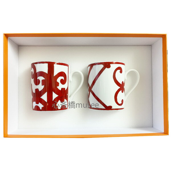 ≪新品≫HERMES エルメス マグカップ　ペア　ガダルキヴィール　シリーズ 300ml HERMES　Magu GUADALQUIVIR pair White / Red プレゼント　レア！　ホワイト/レッド 赤 白のサムネイル