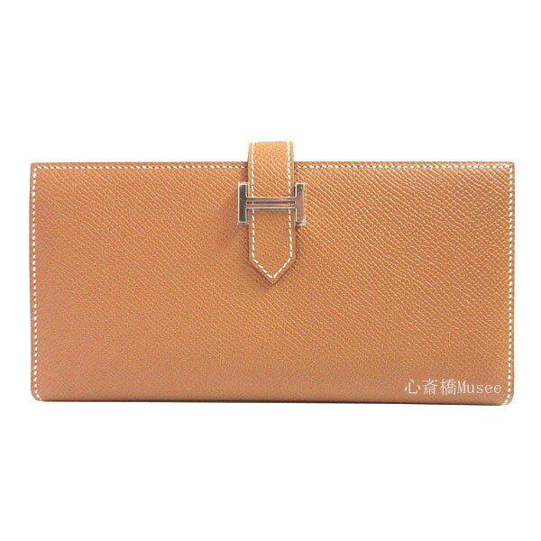 ≪新品≫ HERMES エルメス ベアンスフレ エプソン ゴールド シルバー金具 箱 リボン ラッピング HERMES Bearn Souffle Epson Gold Silver Backle