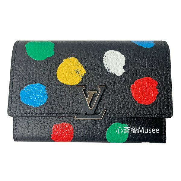 ≪ 新品 ≫ ルイヴィトン 草間彌生 コラボ LV × YK ポルトフォイユ・カプシーヌ コンパクト M81963 黒 LOUIS VUITTON YAYOI KUSAMA WALETTE CAPUCINE COMPACT Black ヴィトン ミニ財布 アンプラント ドット トリヨン 黒 箱 ラッピング