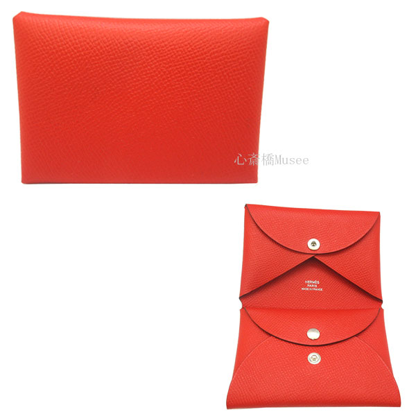 ≪新品≫エルメス カードケース カルヴィ デュオ ルージュクー レッド 赤 エプソン コインケース 名刺入れ HERMES Calvi duo Epson ROUGE DE COEUR 箱 リボン ラッピングのサムネイル