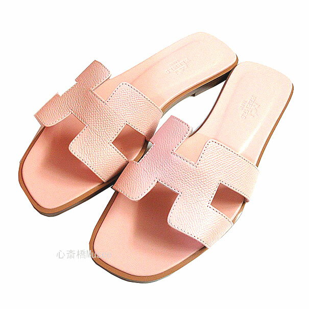 ≪ 新品 ≫ エルメス オラン フラット サンダル 371/2 レザー ローズ パール ピンク レディース HERMES oran sandal size 371/2 H Rose Pearl Pink 箱 リボン　ラッピング