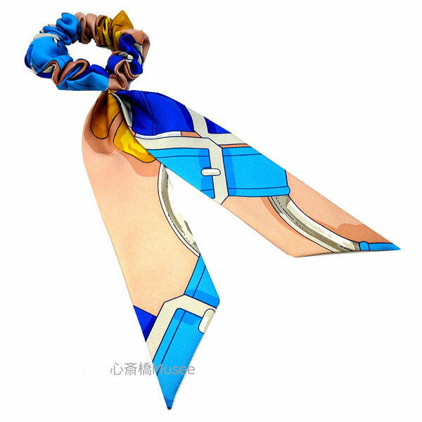 ≪新品≫エルメス シュシュ　ベラ ベージュ / ブルー リボン HERMES BELLA CHOUCHOU BEIGE 箱 リボン ラッピングのサムネイル