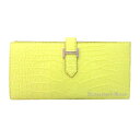 ≪新品≫ HERMES　エルメス　ベアンスフレ アリゲーター マット ライム シルバー金具 B刻印　箱 リボン ラッピング HERMES Bearn Souffle Alligator Mat Lime Silver Backle