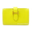 ≪ 新品 ≫ エルメス ベアン ミニ ライム ゴールド金具 エプソン イエロー 箱 リボン ラッピング ベアンミニ ミニ財布 カードケース コインケース≪Bra...