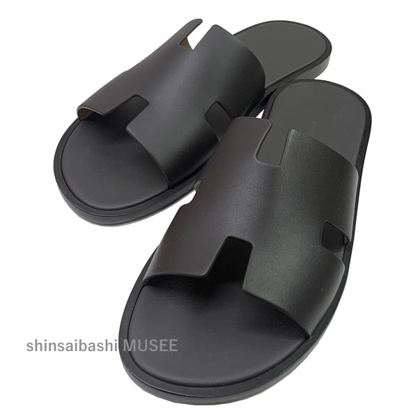 ≪ 新品 ≫ エルメス イズミール メンズ サンダル サイズ 41.5 カーフ レザー ブラック 黒 箱 リボン ラッピング ≪brandNew≫ Hermes Izmir Men's Sandals Size 41.5 Calf Leather Black Box Ribbon Wrapping