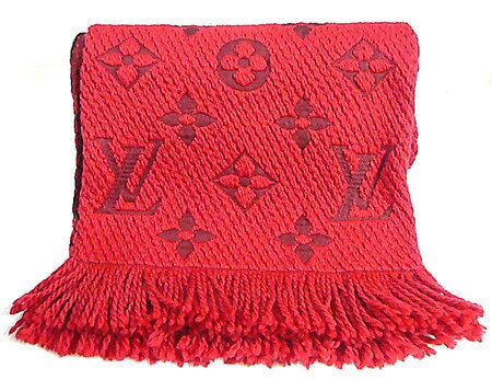 ≪新品≫ LOUIS VUITTON ルイヴィトン モノグラム マフラー エシャルプ・ロゴマニア ルビー 赤 M72432 LV箱でのラッピングのサムネイル