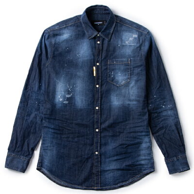 ディースクエアード/DSQUARED2 シャツ メンズ ICON SPLATTER SHIRT デニムシャツ BLUE S79DL0025-0008-470 markdown
