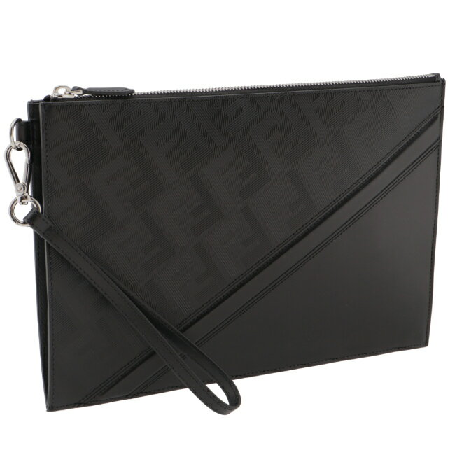 フェンディ/FENDI バッグ メンズ CLUTCH FF LOGO DIAGONAL クラッチバッグ NERO+PALLADIO 7N0110-AP1T-F0GXN