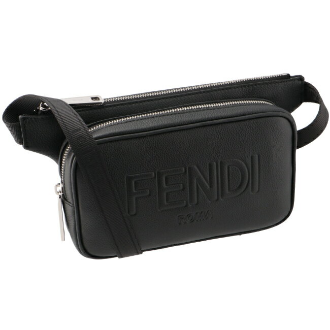 フェンディ/FENDI バッグ メンズ MARSUPIO LOGO LEATHER ボディバッグ/ウエストポーチ NERO+PALLADIO 2024年春夏新作 7VA605-AMAC-F0GXN