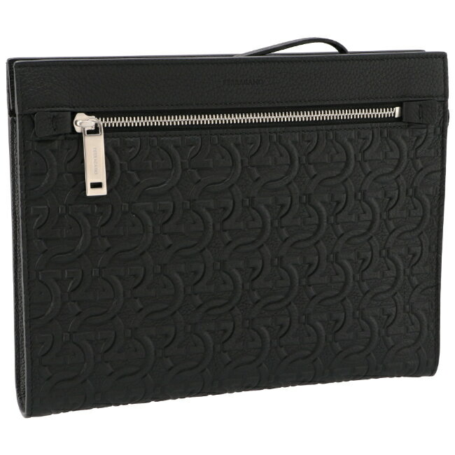 フェラガモ/FERRAGAMO バッグ メンズ TRAVEL EMBOSSED BLOCCO クラッチバッグ NERO 2024年春夏新作 241482-0001-0010 769481