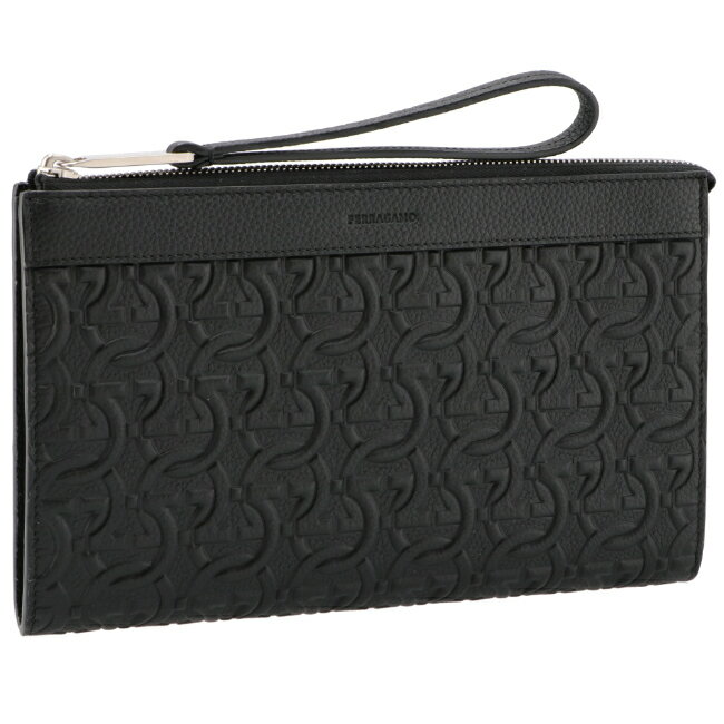 フェラガモ/FERRAGAMO バッグ メンズ TRAVEL EMBOSSED BLOCCO クラッチバッグ NERO 2024年春夏新作 241483-0001-0010 769473