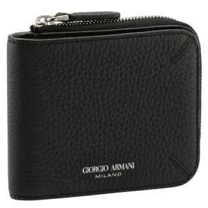 【SALE】ジョルジオアルマーニ/GIORGIO ARMANI 財布 メンズ カーフスキン 二つ折り財布 BLACK Y2R593-YQA9E-80001