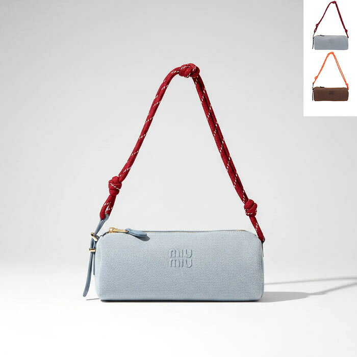 ミュウミュウ/MIU MIU レディース シリンダー ポーチ ギャバジン ハンドバッグ ミニバッグ ストラップ 2026年秋冬新作 5NE853-2IA7