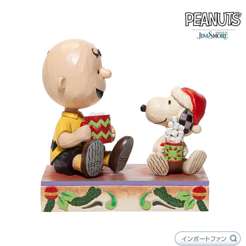 ジムショア チャーリーブラウン ＆ サンタ スヌーピー ホットココア チョコレート クリスマス 6006937 Charlie Brown and Snoopy With Hot Chocolate Peanuts JimShore ギフト プレゼント □