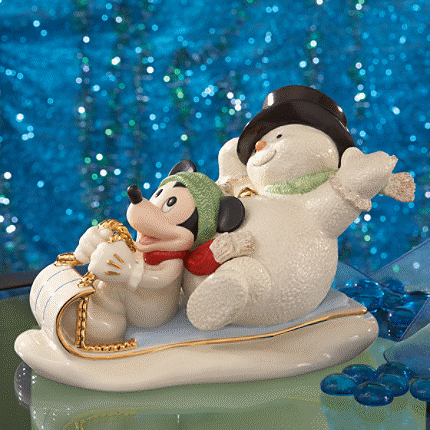 レノックス ミッキーと雪の日 スノーマンと一緒にそり遊び Lenox リヤドロ Disney クリスマス Snowy Day With Mickey ディズニー ミッキーマウス クリスマス 冬 Import Fanクリスマスや冬のインテリアにおすすめ