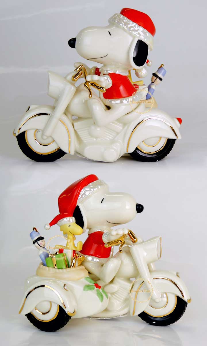 レノックス サンタ スヌーピー オートバイ クリスマス 827938a LENOX PEANUTS SNOOPY on a Motorcycle ギフト プレゼント □