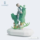 リヤドロ 旅立ちは緑の鶏と 子供 少年 とり 01007256 LLADRO The Rocking Chicken Ride □