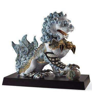 リヤドロ ガーディアン ライオンGUARDIAN LION BLUE 01001991 LLADRO 日本未発売 ハイポーセリン作品 世界限定制作数 188体 【ポイント最大44倍！お買い物マラソン セール】