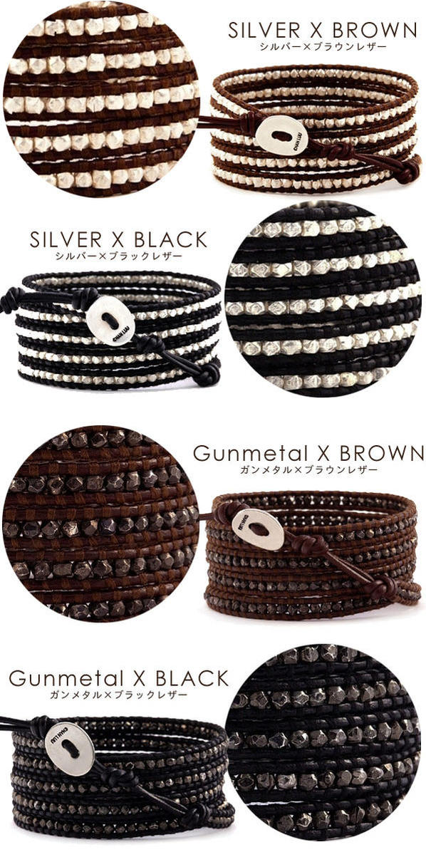 チャンルー メンズ ナゲット × レザー 5連ラップ ブレスレット SALE チャン・ルーCHAN LUU 正規店 誕生日プレゼント 父の日 誕生日 バレンタイン ギフト プレゼント □ 即納格安通販　バレンタイン　人気　ランキング