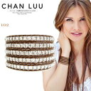 チャンルー クリアクオーツ × ブラウンレザー 5連ラップ ブレスレット チャン・ルーCHAN LUU 正規品 □ 即納