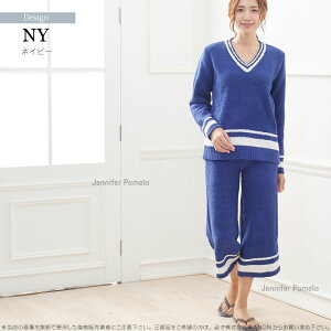 【JenniferPamela】ルームウェアもこもこ上下セット長袖&8分丈ズボン【あす楽】□