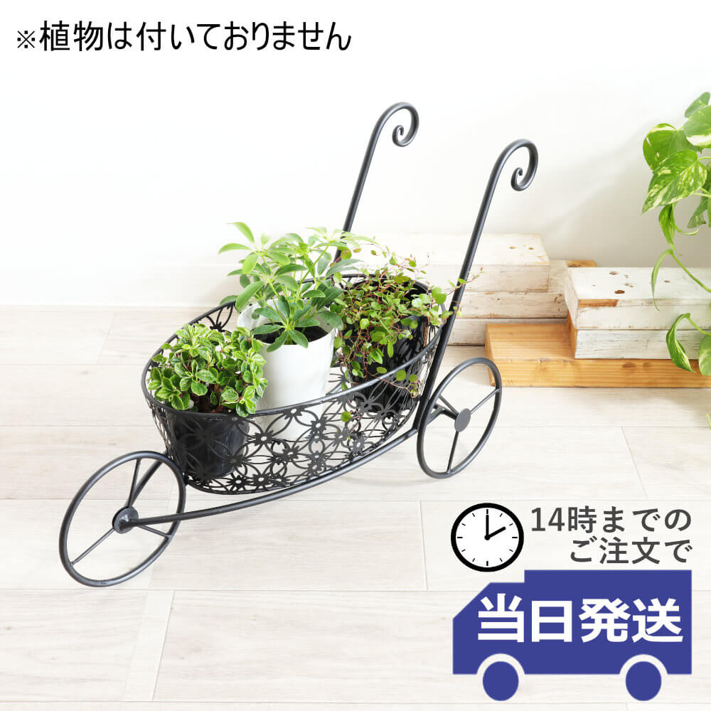 【当日発送】 鉢カバー フラワーカート インテリア オブジェ おしゃれ プランターカバー ガーデニング アイアン 雑貨 かわいい フラワーカート 黒 室内 花 植木鉢カバー 玄関 ガーデニング雑貨 ベランダ ブラック 観葉植物 北欧のサムネイル