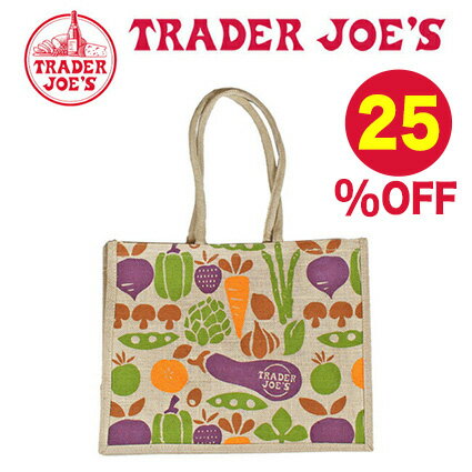 TRADER JOE'S トレーダージョーズ トレジョ　麻バッグ リネンバッグ トートバッグ ベジタブル柄 野菜柄 買い物バッグ おしゃれ 大きめバッグ アメリカ　マチ付きバッグ ピクニック アウトドア用品 レジャー BBQ ショッピングバッグのサムネイル