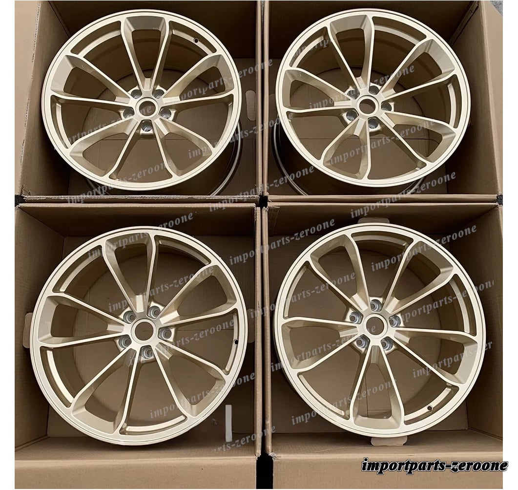 20インチ ゴールド gt4 スタイル 鍛造 ホイール 2016+ ポルシェ 718 ケイマン 982 20x8.5/11　-BRN-12730★