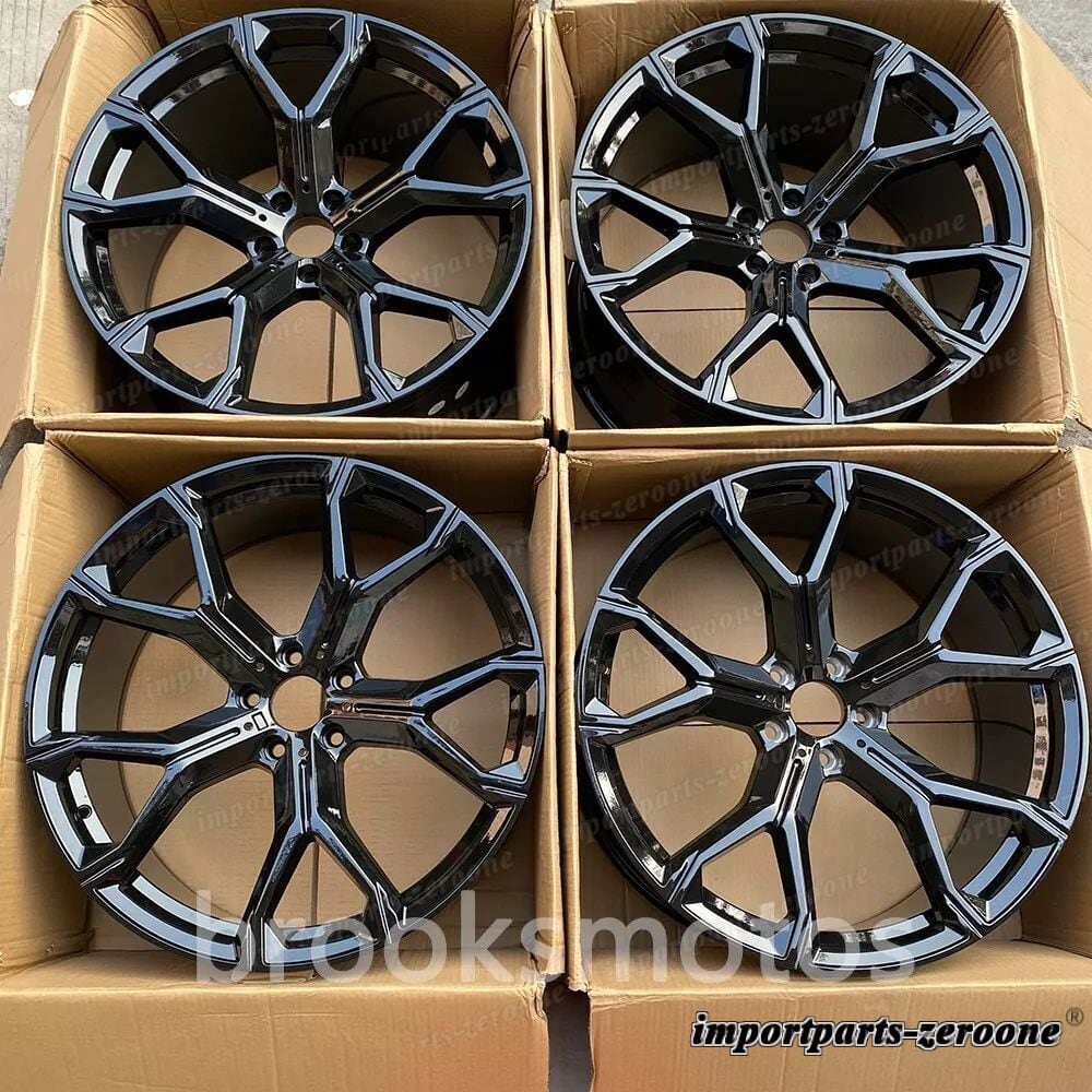 22インチ新品グロスブラックホイールフィット 2019+ BMW X5 2020+ X6 741 22x9.5 22x10.5 LI-1764