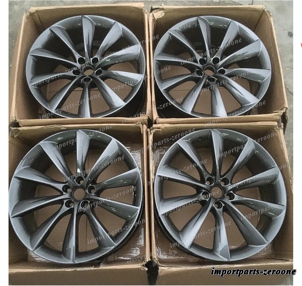 樂天商城 - 22インチ Tスタイル グレー スタッガー ホイール テスラ モデル X 22x9 22x10 　-BRN-12600