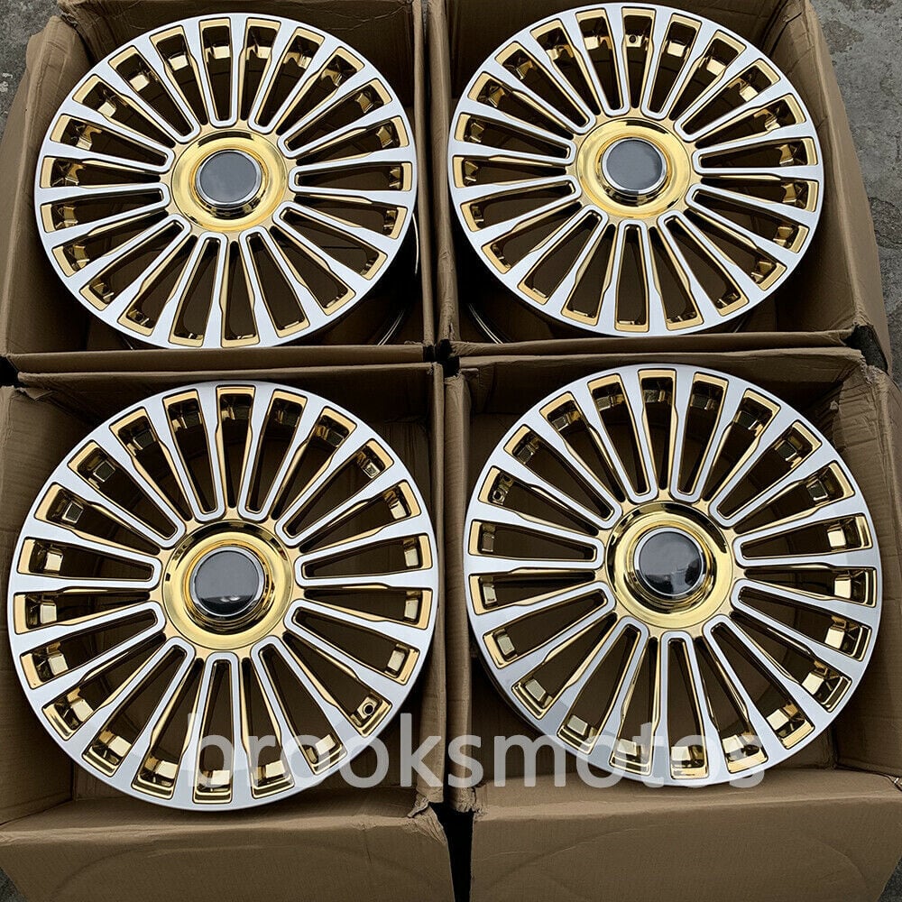 22インチ クローム ゴールド スタイル ホイール アウディ　S8 22X9.5 オフセット 30 BRN-1705