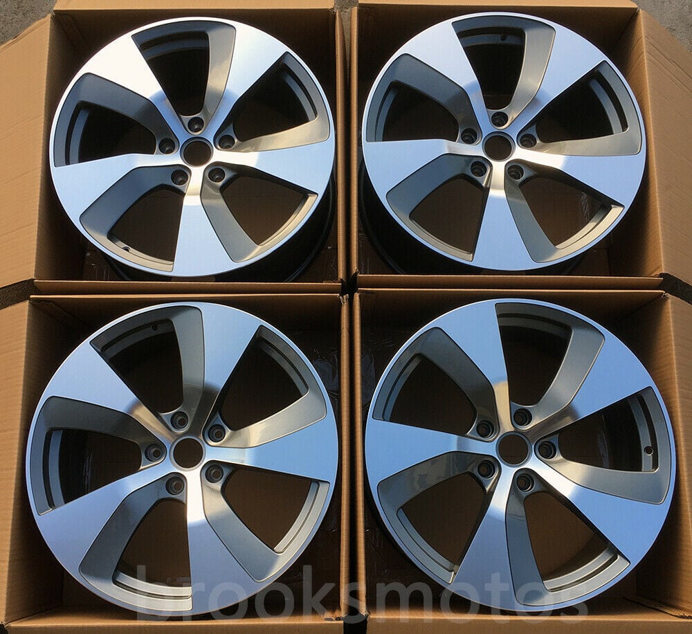 21インチ 5 スポーク ホイールセット 2005-2014 アウディ Q7 21X9.5 オフセット46 5X130 71.56 グレー 　-BRN-1177★