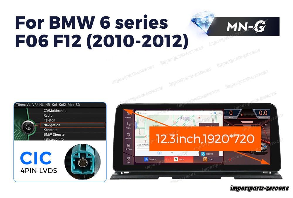 BMW 6シリーズF06 F12 2010-2017 CIC アンドロイドナビ 12.3インチ 668S 6+64G -RA-1128