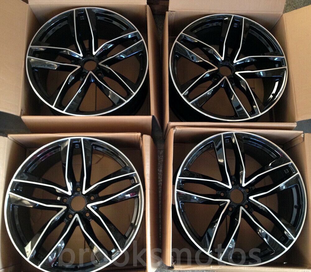 樂天商城 - 22インチ S LINE ブラック STYLE ホイールセット 2005-2014 アウディ Q7 22X9.5 オフセット48 5X130 　-BRN-1278★